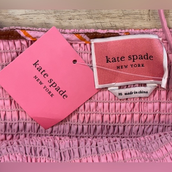 NWT Kate Spade Calais Stripe Smocked Midi Dress Size Medium - Picture 5 of 9
